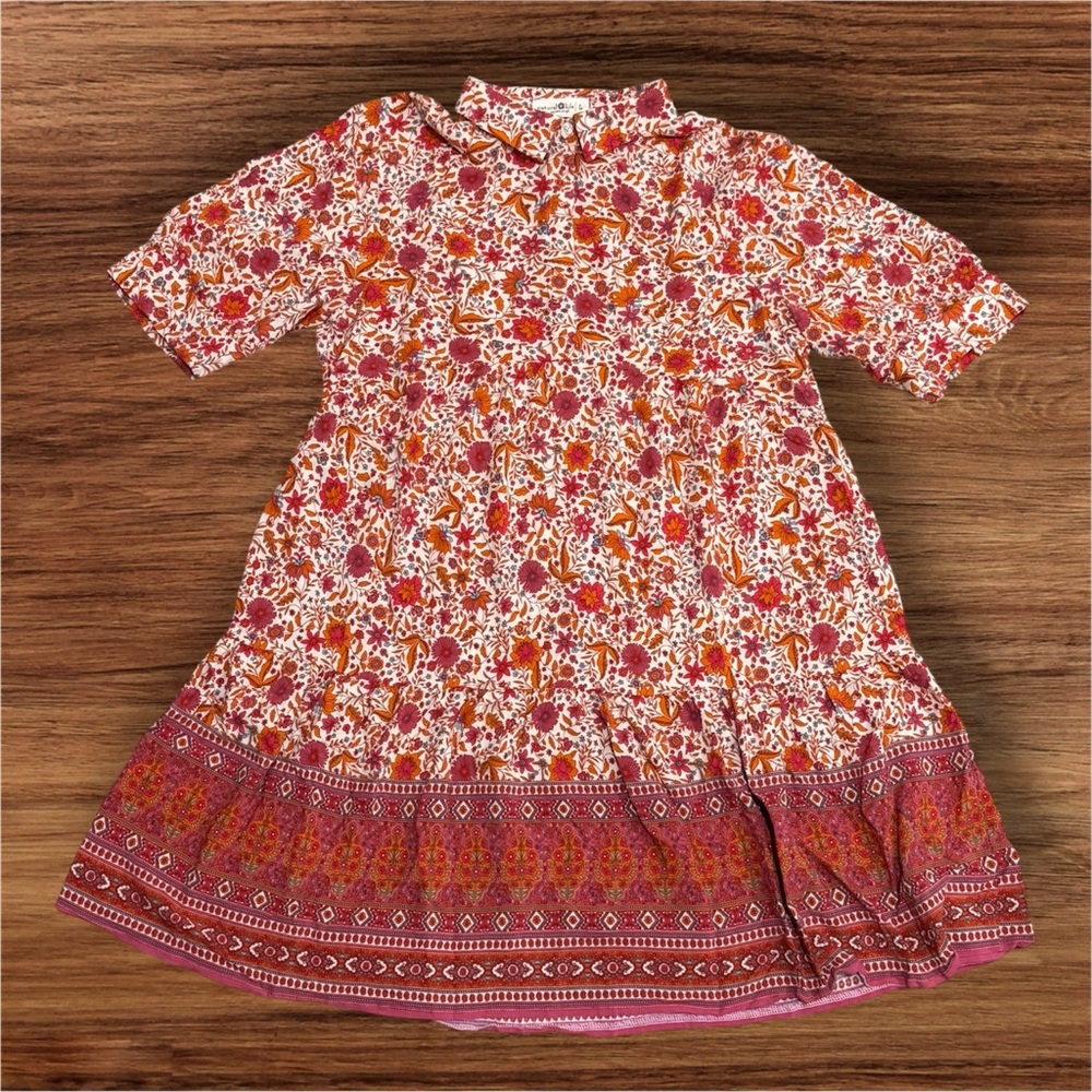 Natural Life Becca Mini Dress Cream and Pink Floral Size L - Picture 4 of 9